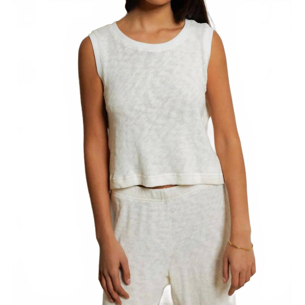 NEW PERFECTWHITETEE kala summer mesh mock neck tank top in natural